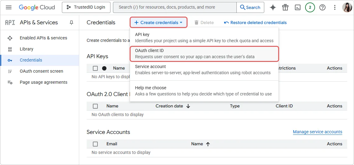 Konfigurieren der Google OAuth-Login-Methode in der Service-Entwicklerkonsole