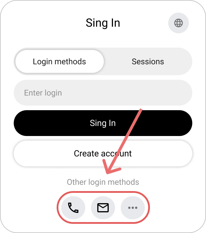 Login methods in the Encvoy ID login widget