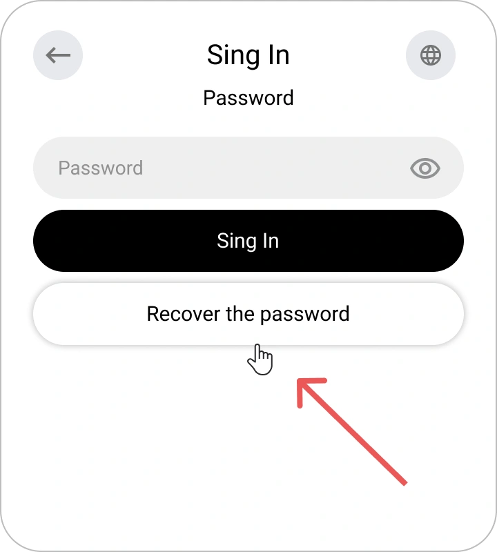 Account password recovery button in the Encvoy ID login widget