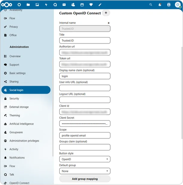 Parámetros de conexión