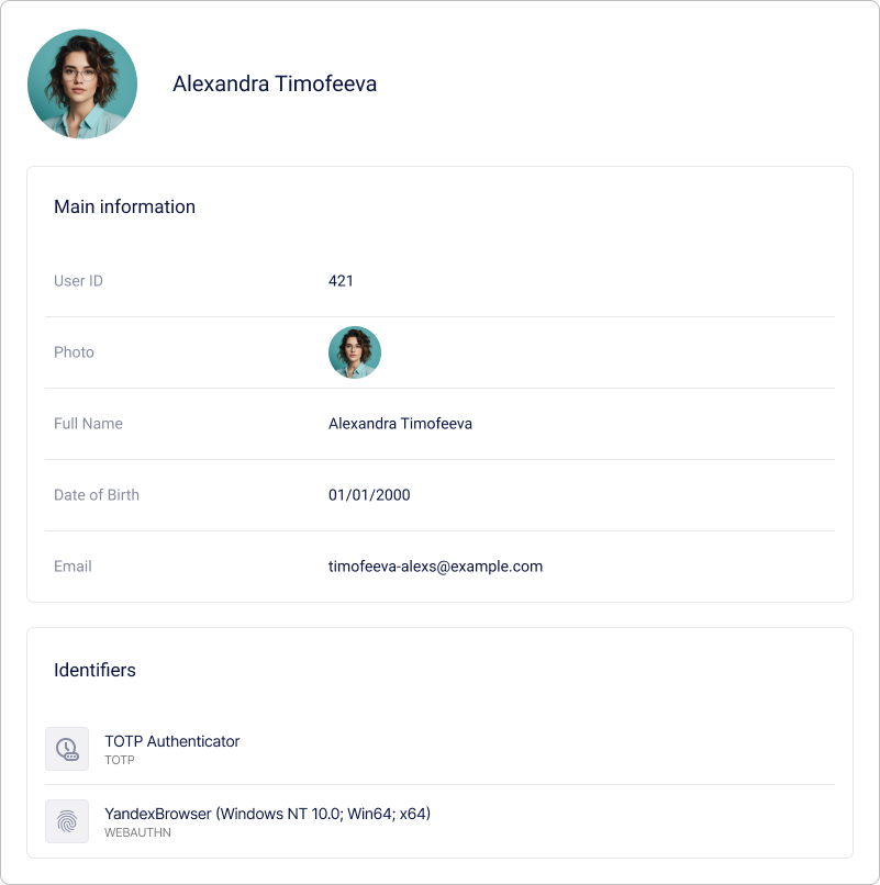 Profil utilisateur dans Encvoy ID