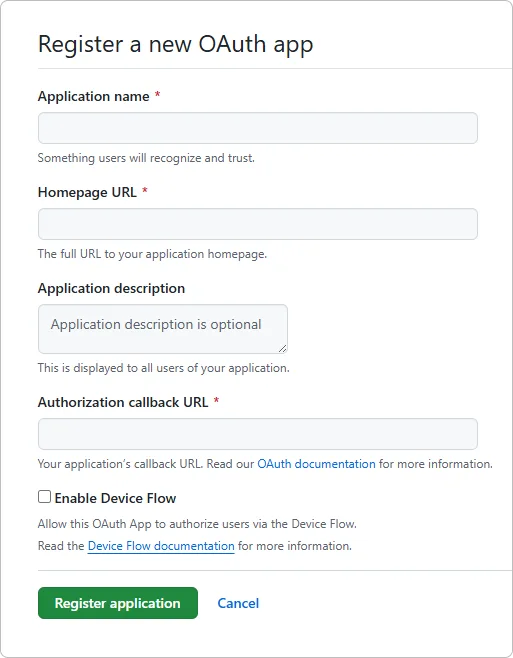 Creazione di un metodo di login GitHub OAuth nella console sviluppatori del servizio