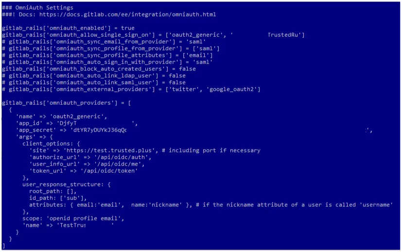 Configurazione del file gitlab.rb
