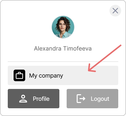 Selezione di un'organizzazione nel mini-widget Encvoy ID