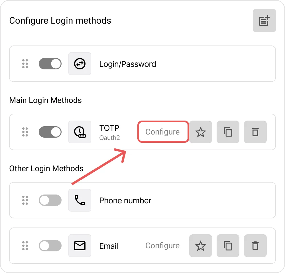 Modifica di un metodo di login in Encvoy ID