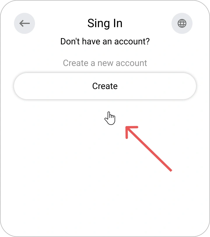 Pulsante creazione account nel widget di selezione azione Encvoy ID