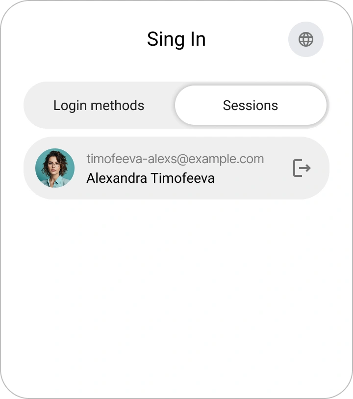 Widget di selezione account Encvoy ID